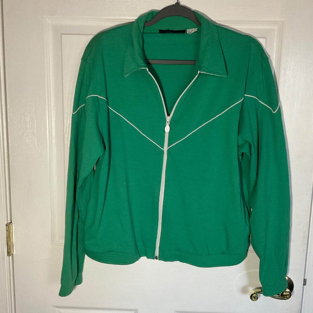 VINTAGE 80s Goola Gong Large Green Active Cotton Jacket